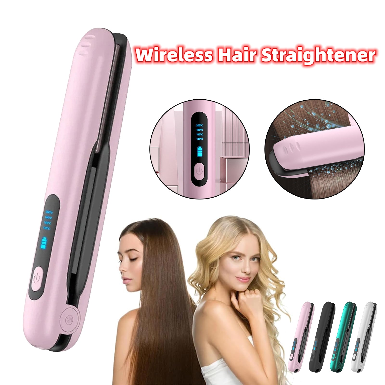 Wireless Hair Straightener Flat Iron Mini 2 IN 1